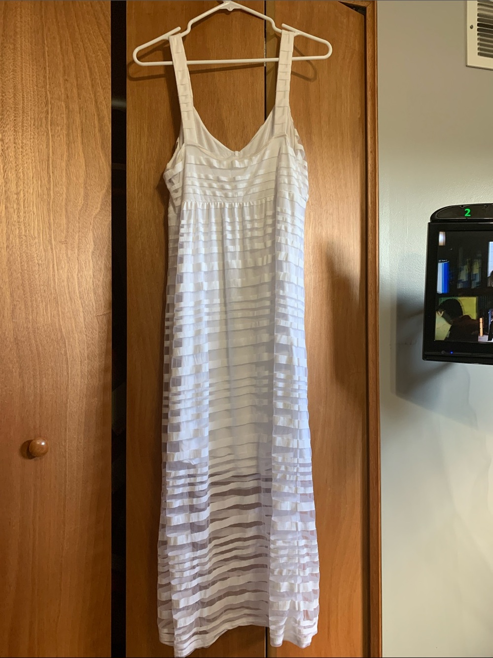 Soma White Sheer Striped V-Neck Maxi Dress - Picture 2 of 4
